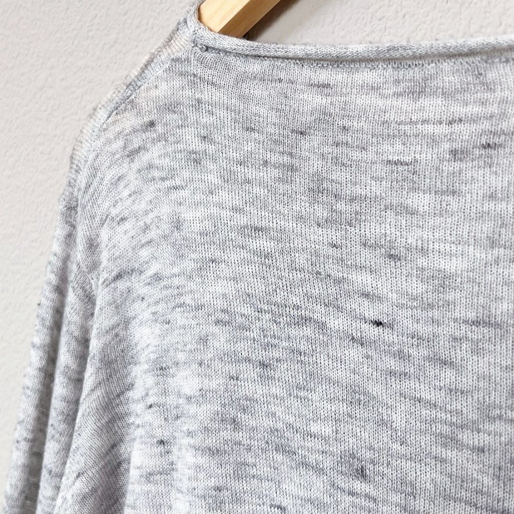 Zara Heather Gray Long Bow Tie Strap Cuff Balloon Sleeves Light Weight Sweater S - Picture 8 of 11